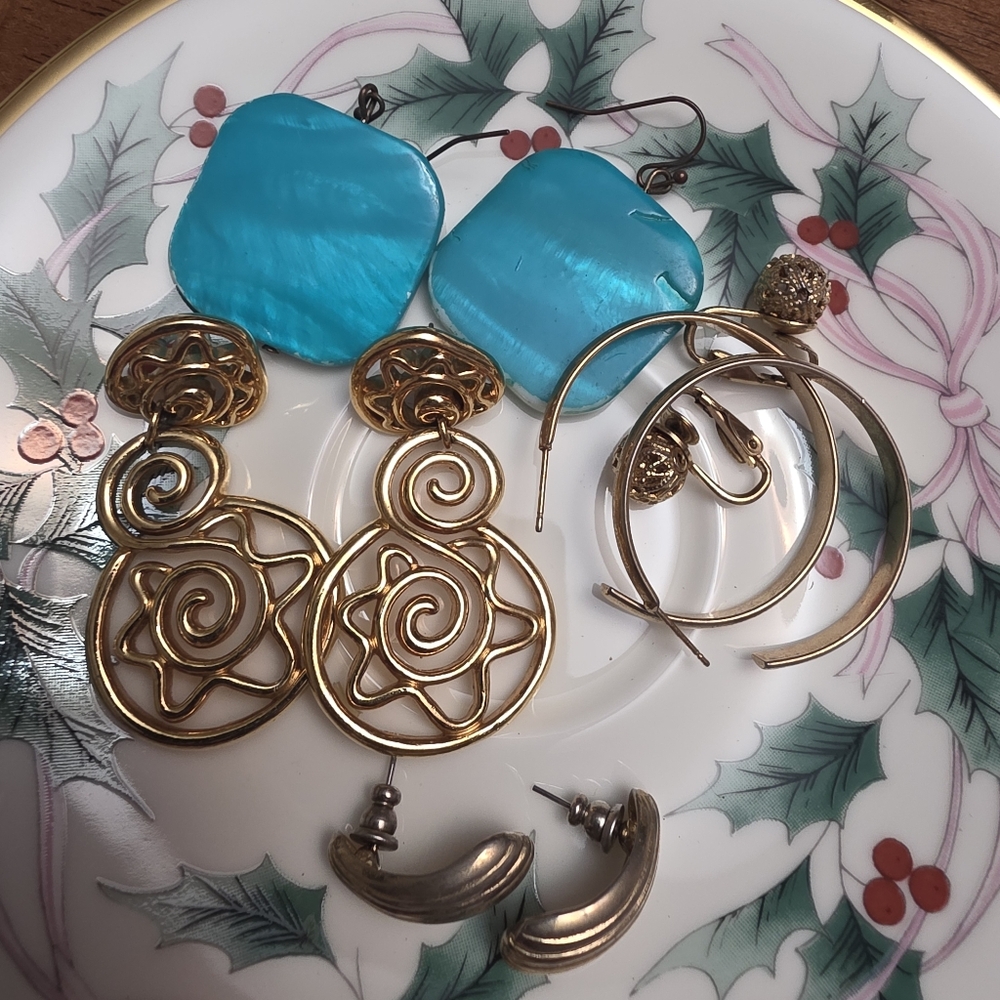 Vintage Earrings Gold And Silver Toned Earring Lot Bundle - Picture 11 of 15